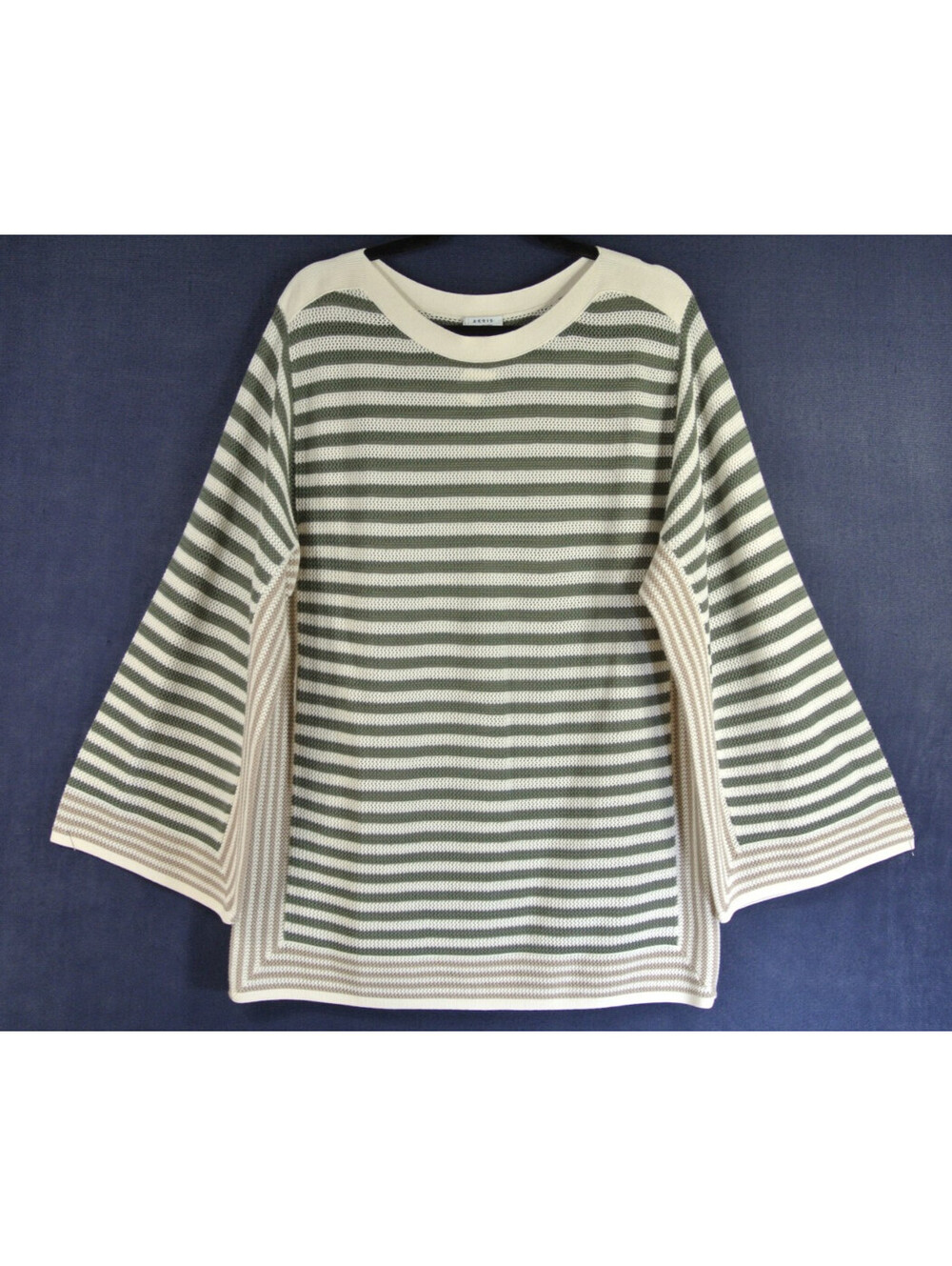 NEW, AKRIS PUNTO Striped Knit Bracelet-Sleeve Sweater sz 12 #S7674